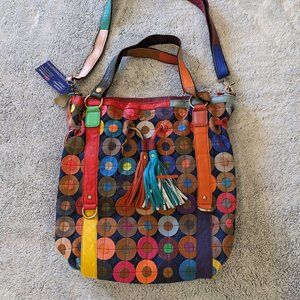 Amerileather Lloyd Multi-Colored Rainbow Genuine Lether Tote, Bag, Purse